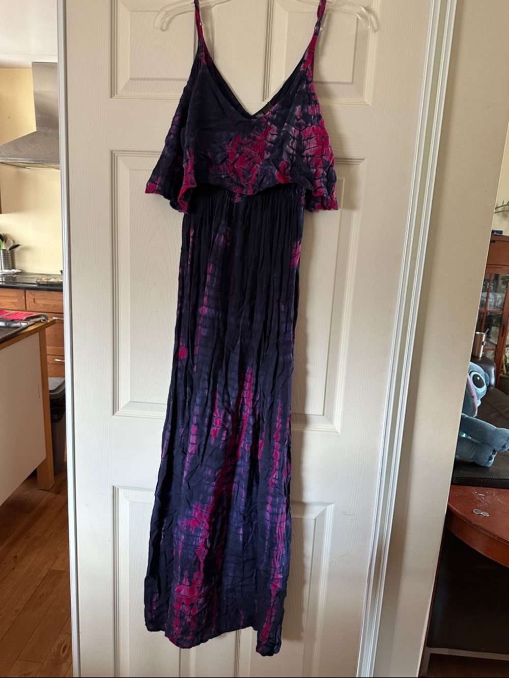 Sears Purple and Magenta Tie-Dye Spaghetti Strap Maxi Dress